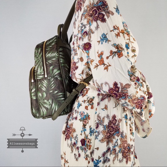 Michael Kors Abbey Medium Brown Backpack Olive - Picture 4 of 8